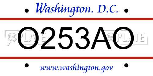 O253AO District Of Columbia License Plate