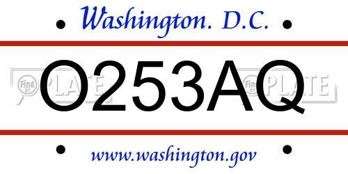 O253AQ District Of Columbia License Plate