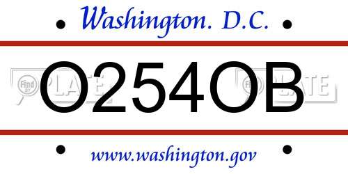 O254OB District Of Columbia License Plate