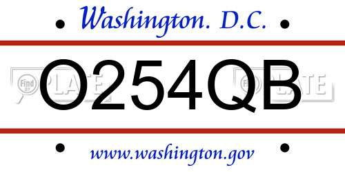 O254QB District Of Columbia License Plate