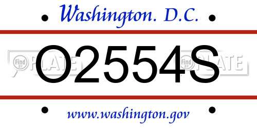 O2554S District Of Columbia License Plate