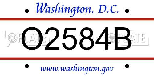 O2584B District Of Columbia License Plate