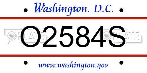 O2584S District Of Columbia License Plate