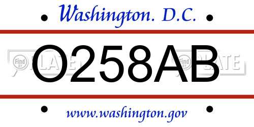 O258AB District Of Columbia License Plate