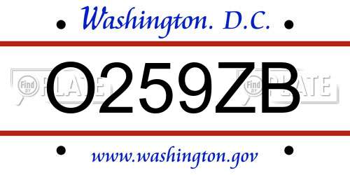 O259ZB District Of Columbia License Plate