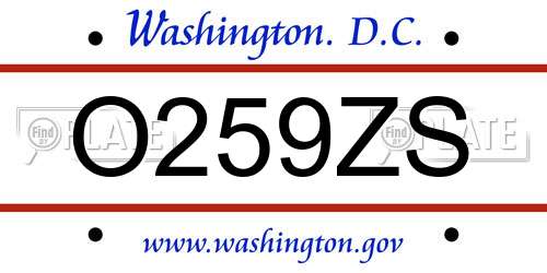 O259ZS District Of Columbia License Plate