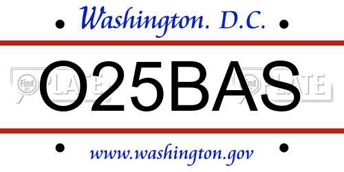 O25BAS District Of Columbia License Plate