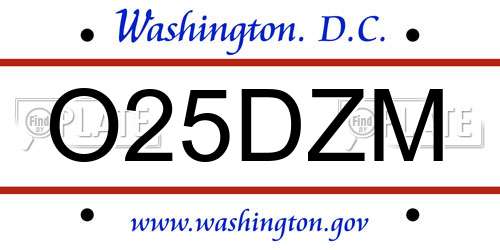 O25DZM District Of Columbia License Plate
