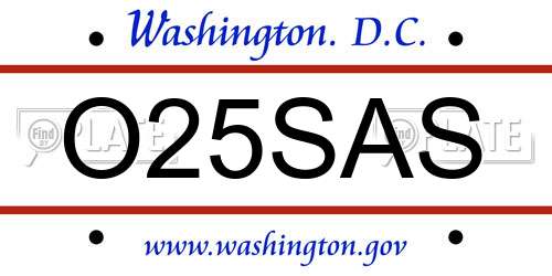 O25SAS District Of Columbia License Plate