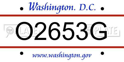 O2653G District Of Columbia License Plate