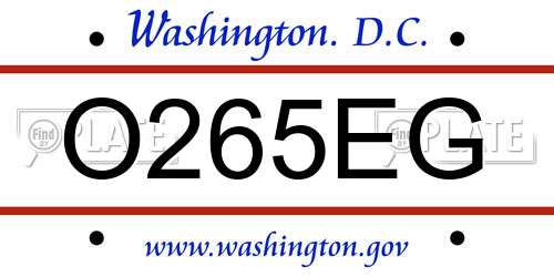 O265EG District Of Columbia License Plate