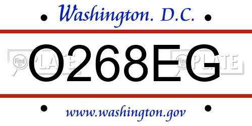 O268EG District Of Columbia License Plate