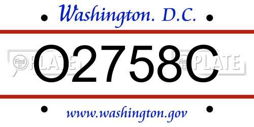 O2758C District Of Columbia License Plate