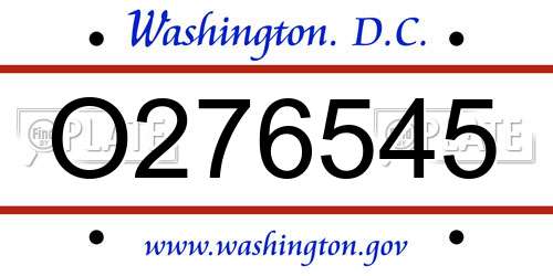 O276545 District Of Columbia License Plate