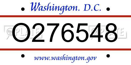 O276548 District Of Columbia License Plate