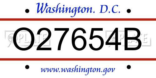 O27654B District Of Columbia License Plate