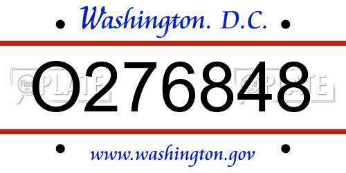 O276848 District Of Columbia License Plate