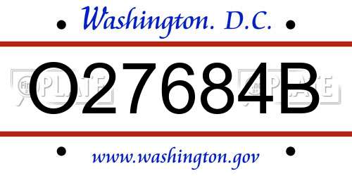 O27684B District Of Columbia License Plate