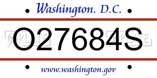 O27684S District Of Columbia License Plate