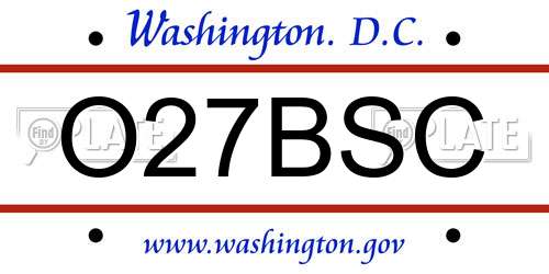 O27BSC District Of Columbia License Plate
