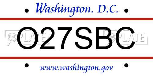 O27SBC District Of Columbia License Plate