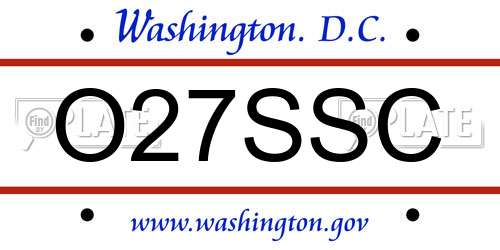 O27SSC District Of Columbia License Plate