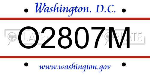 O2807M District Of Columbia License Plate