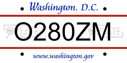 O280ZM District Of Columbia License Plate