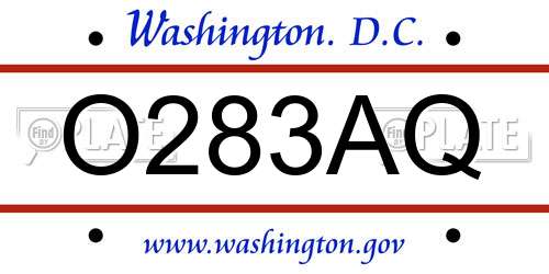 O283AQ District Of Columbia License Plate
