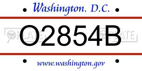 O2854B District Of Columbia License Plate
