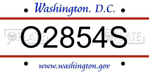 O2854S District Of Columbia License Plate