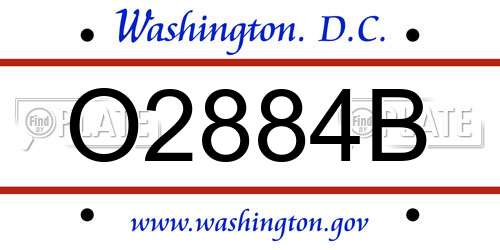 O2884B District Of Columbia License Plate