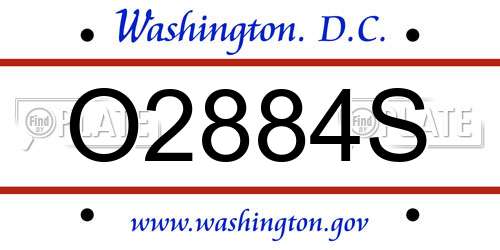 O2884S District Of Columbia License Plate