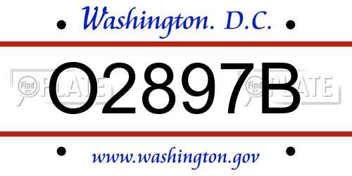 O2897B District Of Columbia License Plate