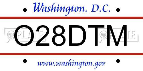 O28DTM District Of Columbia License Plate