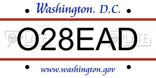 O28EAD District Of Columbia License Plate