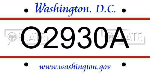 O2930A District Of Columbia License Plate