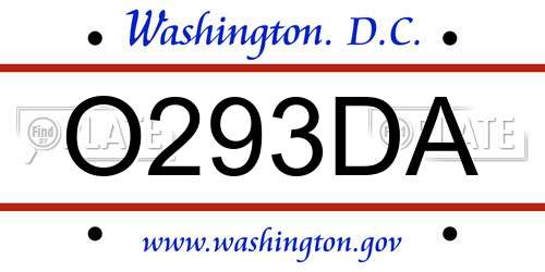 O293DA District Of Columbia License Plate