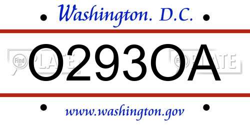 O293OA District Of Columbia License Plate