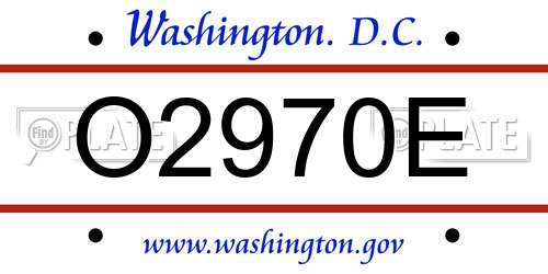 O2970E District Of Columbia License Plate