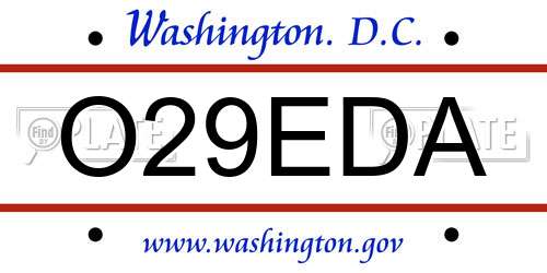 O29EDA District Of Columbia License Plate