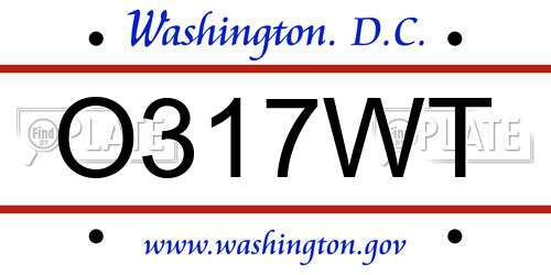 O317WT District Of Columbia License Plate