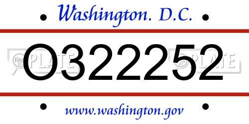 O322252 District Of Columbia License Plate