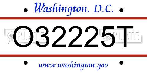 O32225T District Of Columbia License Plate
