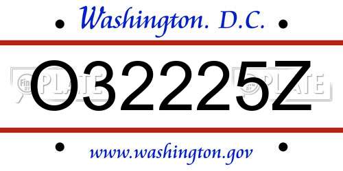 O32225Z District Of Columbia License Plate