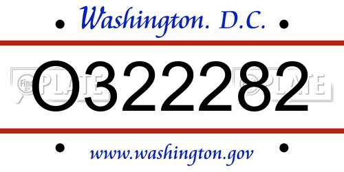 O322282 District Of Columbia License Plate