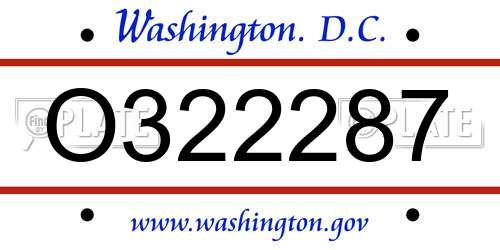 O322287 District Of Columbia License Plate