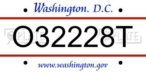 O32228T District Of Columbia License Plate