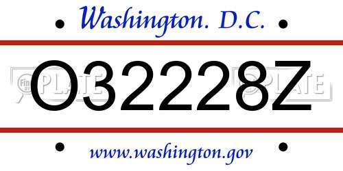 O32228Z District Of Columbia License Plate
