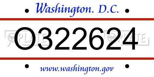 O322624 District Of Columbia License Plate
